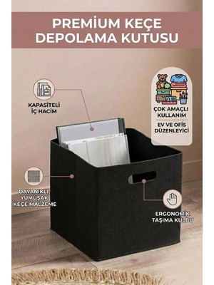 SİYAH Keçe Kutu Organizer/ dolap çekmece düzenleyici KEÇE KUTU 30X30