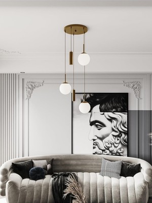 Die Grup Tr Vienna Modern Eskitme Metal Gövdeli 5'li Sarkıt Avize - 3 Beyaz Cam Küre 2 LED Spot, E27 DUY-G10 Duy Eskitme-Beyaz 65 x 100