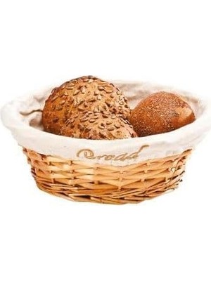 Die Grup Tr Hasır Ekmek Sepeti, Kumaş Astarlı, Yuvarlak, Doğal Renk, Sofra Servisi Için 23X8 cm