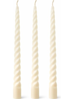 Die Grup Tr Dekoratif Italyan Burgulu 3'lü Şamdan Mumu (3 Adet 20CM), Spiral MUM,%100 Soya Wax, Kokulu Uzun Krem Soya Mum, (Şamdan Dahil Değildir)