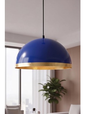 Die Grup Tr Luna Gold Metal Sarkıt Avize, Bohem Tavan Lambası ve Salon Oturma Odası Aydınlatması - Lacivert - 30 cm – Modern Dekoratif Avize, Tavan Aydınlatması