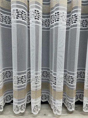 Die Grup Tr Cortibo Viyana Örme Desenli Tül Perde Gold (Pilesiz), 100 x 200
