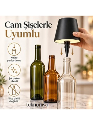 Teknonisa Şişe Lambası Şarjlı Masa Üstü Lamba 3 Kademeli