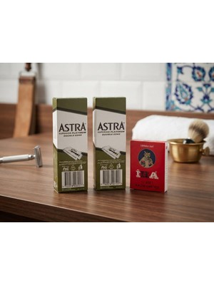 Die Grup Tr Astra Platinum Çift Taraflı Yaprak Jilet 200 Adet (2 Kutu) + I.h.a. Kalem Kantaşı 12'li Set (Klasik Tıraş Seti)