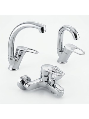 Die Grup Tr Arvita 3lü Set - Banyo, Evye, Lavabo Bataryası Ekonomik Set, Krom