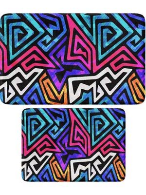 Die Grup Tr Sevimli Tasarımlı Mikrofiber 2'li Takım Banyo Paspası, Kaymaz Taban, Makinede Yıkanabilir (40X60_50X80)
