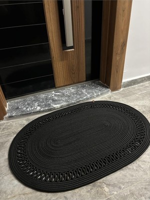 Die Grup Tr Amsterdam Serisi Jüt, Desenli Kapı Önü, Paspas, Banyo Paspası, Balkon Paspası/hediyelik, Ev Eşyası Siyah 80 x 100