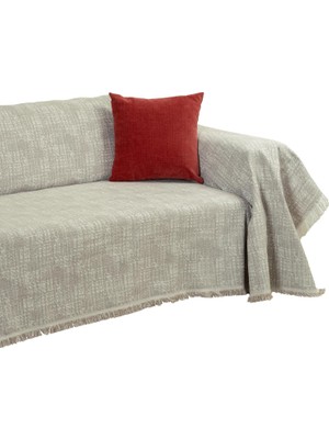 Die Grup Tr Purecot Premium Pamuklu Püsküllü Koltuk Örtüsü 180X300 Large Çift Taraflı Terletmez Kaymaz, Açık Kahve