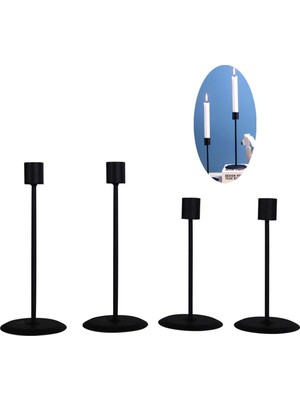 Die Grup Tr Retro Demir Şamdan Tutucu, Mum Tutacağı, Konik Mum Için 4'lü Set 3/4 Inç Mum ve LED Mumlara Uyar Doğum Günü Düğünleri Akşam Yemeği Parti Dekoru (Siyah-4p)