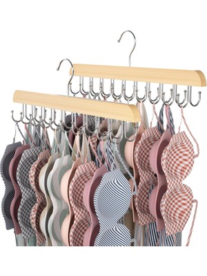 Die Grup Tr Sütyen Askısı, Dolap Için Sütyen Tutacağı, Dolap Düzenleyici Için Sütyen Askıları, Katlanabilir Ahşap Tank Top Askı 20 Kanca Kapasitesi, Yurt ve Tank Top Için Daire Için, Sütyen, Eşarp, 2'li