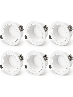 Die Grup Tr 6'li Set 3 Renk LED Gömme Spot 8W CT-5260 Beyaz Kasa 3200K 4000K 6400K Sıva Altı Yuvarlak Tavan Aydınlatma 110°