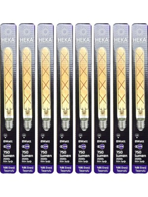 Die Grup Tr 8W (57W) 2500K Günışığı E27 Duylu Çubuk LED Ampul, 8 Adet