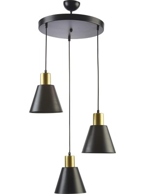 Die Grup Tr Trend Modern Metal Sıvama Siyah Renk Sarkıt Cafe -Yemek Masası Üstü -Salon 3 Lü Avize