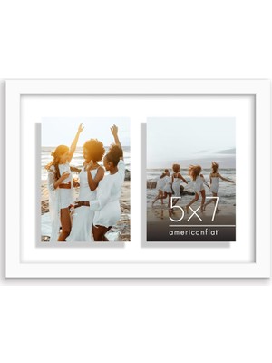 Die Grup Tr 10X14 Beyaz Kolaj Çerçevesi - Yüzen Efektli Iki Adet 5x7 Resim Çerçevesi Veya Bir Adet 10X14 Resim Çerçevesi Olarak Kullanın - Ahşap ve Kırılmaya Dayanıklı Camlı Ince Kalıplı Fotoğraf