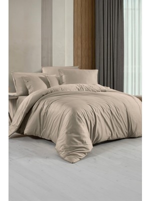 Die Grup Tr Monochrome Natural BEIGE%100 Pamuk Saten Tek Kişilik Nevresim Takımı