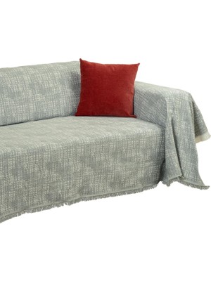 Die Grup Tr Purecot Premium Pamuklu Püsküllü Koltuk Örtüsü 180X300 Large Çift Taraflı Terletmez Kaymaz, Haki