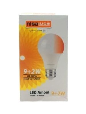 Die Grup Tr Nisaluce EAMP-074/BK 9+2W E27 Beyaz-Kırmızı LED Ampul (5264)