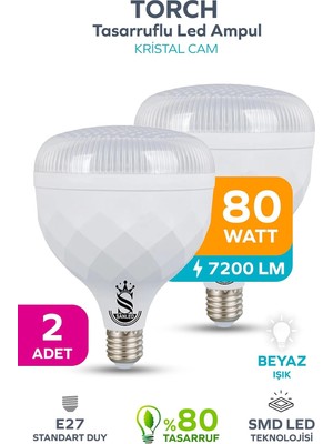 Die Grup Tr 80W Kristal Tasarruflu E27 Beyaz Işık Torch LED Ampul-1-2-4-6-8-10 Adettir (2)