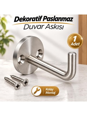 Die Grup Tr Paslanmaz Çelik Duvar Askısı Havluluk Bornoz Askılığı Banyo Mutfak Antre Dolap Metal Askı Kancası