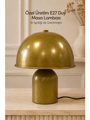 Die Grup Tr Modern Eskitme Gold Metal Abajur, E27 Duylu, Kablolu Dekoratif Masa Lambası