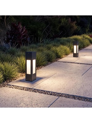 Die Grup Tr Luxera Pleksili LED Bollard Bahçe Aydınlatması IP65 Dış Mekan Peyzaj Aydınlatma Direği Alüminyum Antrasit 9W 3000K 100X100X350 mm