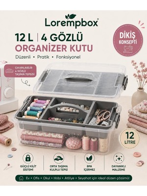 Die Grup Tr Lorempbox 12 L 4 Gözlü Dikiş Organizer Kutusu Saklama Kutusu