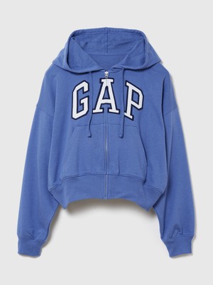 Gap Kadın Mavi Oversized Gap Logo Fransız Havlu Kumaş Fermuarlı Sweatshirt