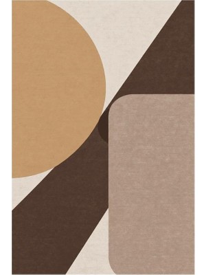Die Grup Tr Kesişim Geometrik Modern Halı, Kaymaz Taban, Makinede Yıkanabilir, Dijital Baskı Salon, Mutfak ve Yatak Odası Halısı, Kahverengi, 120X180 cm