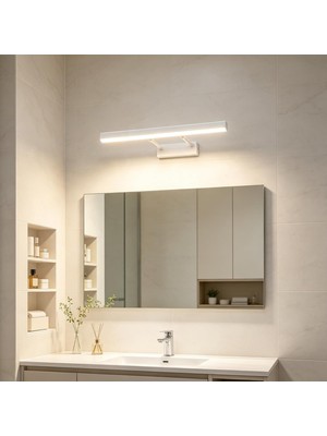 Die Grup Tr Banyo Aynası LED Duvar Lambası Su Geçirmez Modern Iç Mekan Demir Duvar Apliği Minimalist Uzun Dikdörtgen Tasarım Duvar Lambası 3000K/4000K/6000K Yatak Odası Oturma Odası Için (57 Cm, Beyaz Nötr