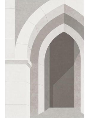 Die Grup Tr Taş Kemer Mimari Desenli Halı, Kaymaz Taban, Makinede Yıkanabilir, Dijital Baskı Salon, Mutfak ve Yatak Odası Halısı, Açık Gri, 120X180 cm