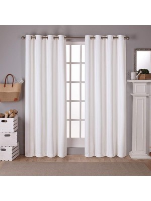 Die Grup Tr Özel Ev Saten Fitilli Dokuma Oda Karartma Gromet Üst Perde Paneli Çifti, 132 cm x 213 Cm, Vanilya