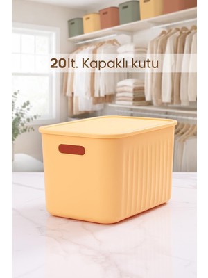 Die Grup Tr Sarı Dolap Düzenleyici 20 Lt Kapaklı Saklama Kutusu Sepet Oyuncak Kutusu Organizer