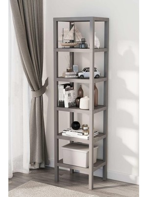 Die Grup Tr 6 Katlı Düzenleyici Plastik Raf Ünitesi, Gri, 150 cm Yükseklik, Banyo, Mutfak, Salon Rafı MTFKS-OM-1108-6LI