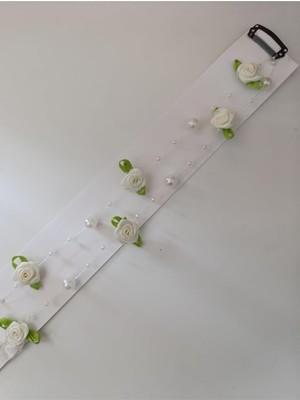 Die Grup Tr Boncuklu Saç Ipi Gül Figürlü Toka, 50 Cm, Ekru, Kadın