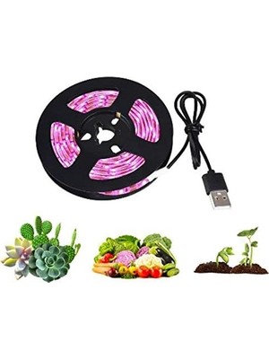 Die Grup Tr Tam Spektrum Bitki Büyütme Şerit Işık 5V USB Uç 1 mt Iç Mekan