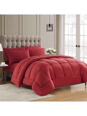 Die Grup Tr Down Alternative Comforter All Season Sıcak Lüks Pelüş Loft Mikrofiber Dolgulu Yorgan Iç Yatak Takımı, Kraliçe, Şarap Rengi