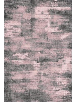 Die Grup Tr Vintage Modern Desenli Halı, Kaymaz Taban, Makinede Yıkanabilir, Salon, Mutfak ve Yatak Odası Için, Gül Kurusu, 120X180 cm
