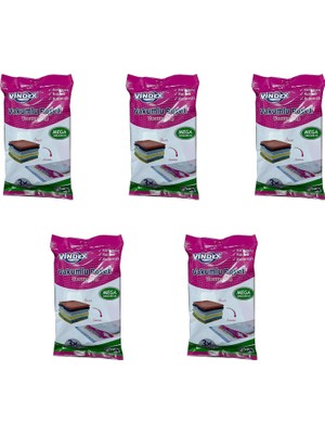 Die Grup Tr Vindex Vakumlu Giyisi Yastık Yorgan Saklama Torbası Poşeti Hurç - Mega - 100X130 Cm. - 5 Paket