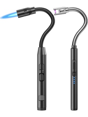Die Grup Tr 2'li Paket Esnek Çok Amaçlı Çakmak, Uzun Bütan El Feneri Çakmak, USB Şarj Edilebilir, Mumlar, Barbekü, Izgara, Şömine, Mutfak, Kamp Için (Önceden Doldurulmamıştır)