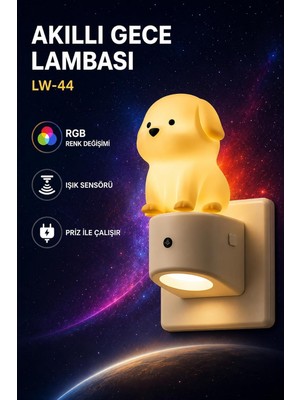 Die Grup Tr Akıllı Gece Lambası Rgb Renk Değişimli Işık Sensörlü Prize Takılan LED Gece Lambası Çocuk Odası Koridor Yatak Odası