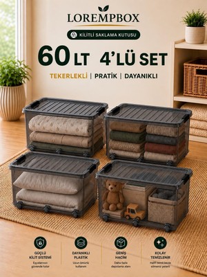 Die Grup Tr Lorempbox 60 L Tekerlekli Kilitli Saklama Kutusu 4'lü Set