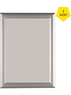 Die Grup Tr A4 Alüminyum Çerçeve Seti (5'li Paket) 25 mm Gönye Köşeli, Önden Açılır Mekanizma, Anti-Glare Koruyuculu, Yatay ve Dikey Kullanım Gri