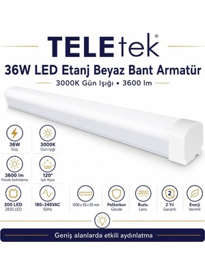 Die Grup Tr 36W 3000K Gün Işığı 3600LM LED Etanj Beyaz Bant Armatür