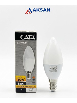 Die Grup Tr Cata CT-4079 7W E14 Ince Duy LED Buji Ampul 6400K Beyaz Işık | Avize, Aplik, Abajur Uyumlu (10 Adet)
