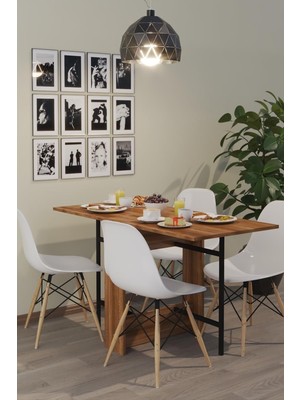 Die Grup Tr DF01101 Flamingo Pratik Katlanır Beyaz Masa Portatif Yemek ve Mutfak Masası (Barok)
