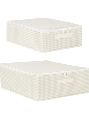 Die Grup Tr 2'li Gri Pötikare Destekli Kutu Hurç Set 31 x 38 x 12 + 45 x 55 x 18 cm