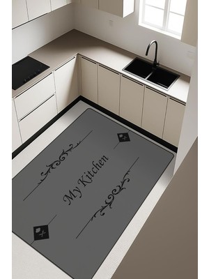 Die Grup Tr My Kitchen Desenli Dijital Baskı Kaymaz Taban Mutfak Halısı H0052