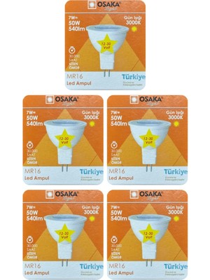 Die Grup Tr 12V 7W (50W) Sarı (3000K) Gu5.3 LED Spot Ampul, 5 Adet