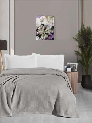 Die Grup Tr 220X240 Çift Kişilik Gri Pike – Modern Kare Desenli, Yumuşak ve Nefes Alabilen Yatak Örtüsü, Dört Mevsim Kullanım, Makinede Yıkanabilir