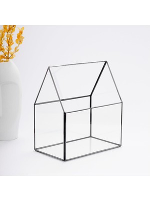 Die Grup Tr 23X20X12CM Siyah Geometrik Teraryum Cam Fanus Takı Aksesuar Çikolata Kutusu